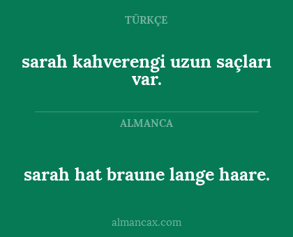 sarah kahverengi uzun saçları var. - sarah hat braune lange haare.