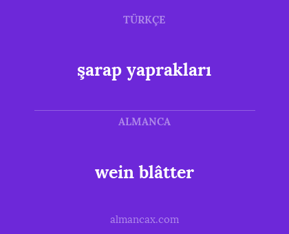 wein blâtter - şarap yaprakları