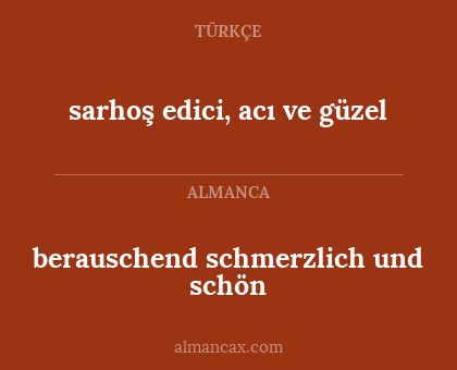 berauschend schmerzlich und schön - sarhoş edici, acı ve güzel
