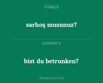 bist du betrunken? - sarhoş musunuz?