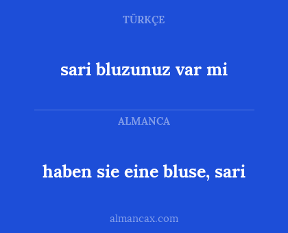 sari bluzunuz var mi - haben sie eine bluse, sari