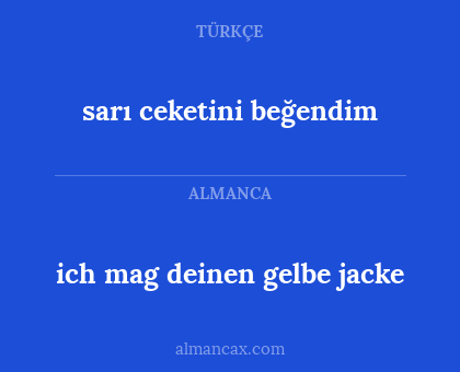 ich mag deinen gelbe jacke - sarı ceketini beğendim