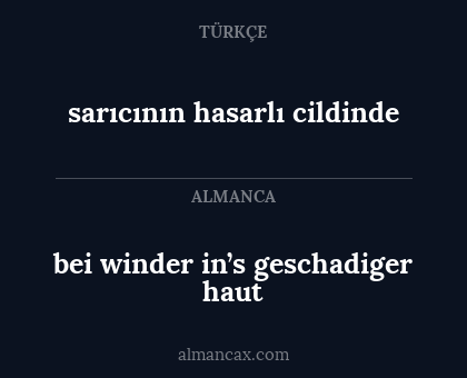 bei winder in’s geschadiger haut - sarıcının hasarlı cildinde