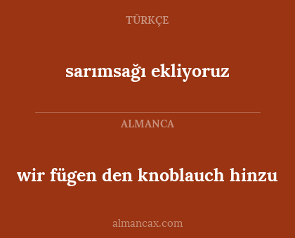 sarımsağı ekliyoruz - wir fügen den knoblauch hinzu