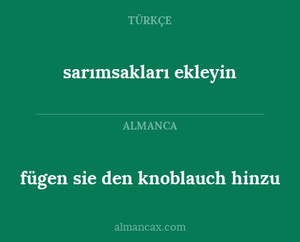 fügen sie den knoblauch hinzu - sarımsakları ekleyin