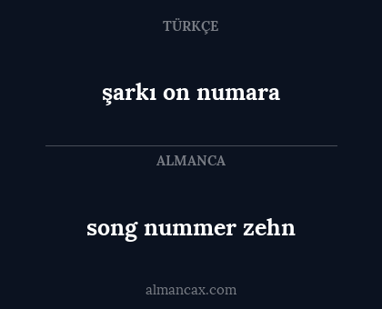 şarkı on numara - song nummer zehn