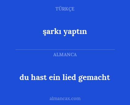 şarkı yaptın - du hast ein lied gemacht