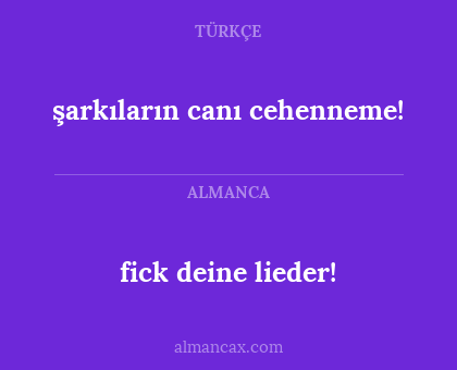 fick deine lieder! - şarkıların canı cehenneme!