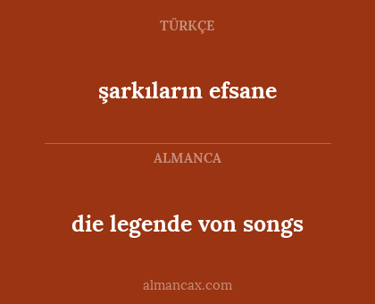 die legende von songs - şarkıların efsane