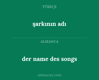şarkının adı - der name des songs