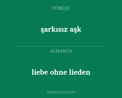 liebe ohne lieden - şarkısız aşk