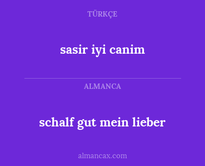 schalf gut mein lieber - sasir iyi canim