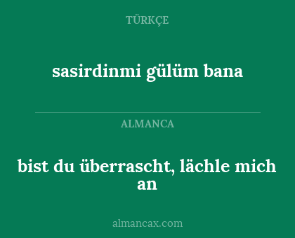 bist du überrascht, lächle mich an - sasirdinmi gülüm bana