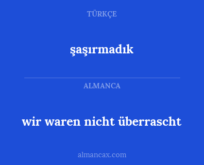 şaşırmadık - wir waren nicht überrascht