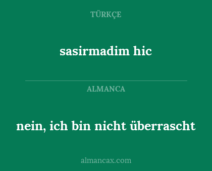 nein, ich bin nicht überrascht - sasirmadim hic