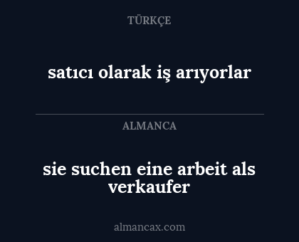 sie suchen eine arbeit als verkaufer - satıcı olarak iş arıyorlar