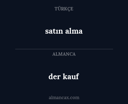 der kauf - satın alma