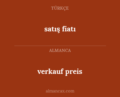 verkauf preis - satış fiatı