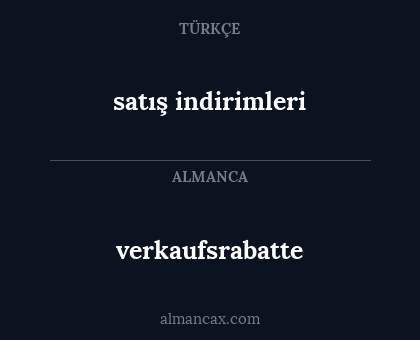 satış indirimleri - verkaufsrabatte