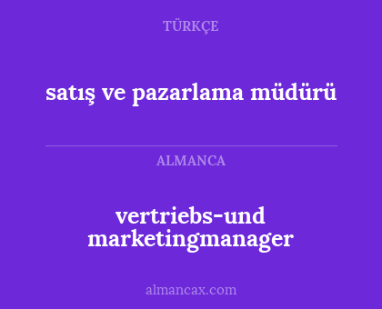 vertriebs-und marketingmanager - satış ve pazarlama müdürü