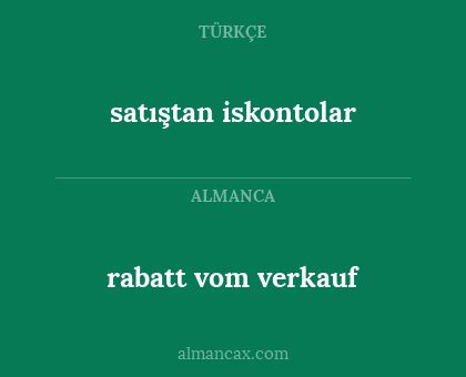 satıştan iskontolar - rabatt vom verkauf