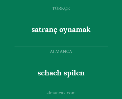 satranç oynamak - schach spilen