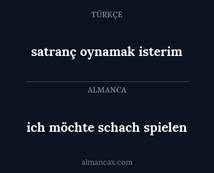 ich möchte schach spielen - satranç oynamak isterim