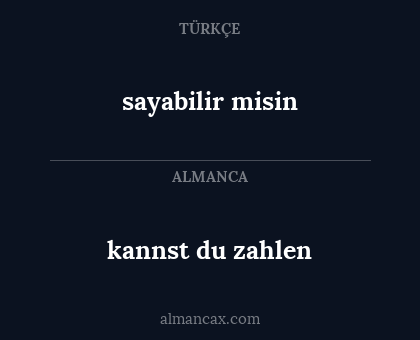sayabilir misin - kannst du zahlen