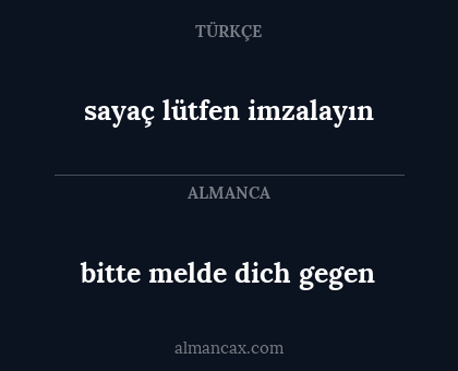 sayaç lütfen imzalayın - bitte melde dich gegen
