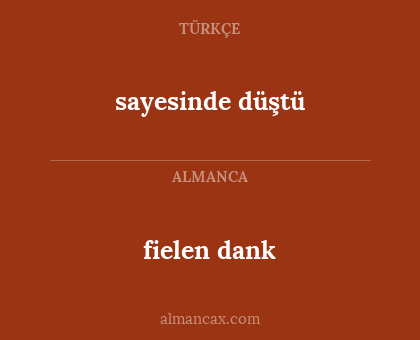 sayesinde düştü - fielen dank