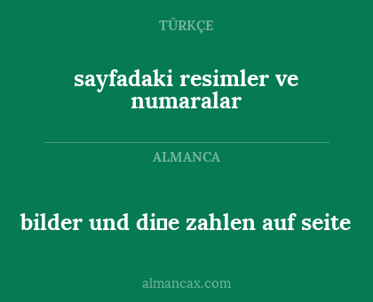 sayfadaki resimler ve numaralar - bilder und di̇e zahlen auf seite