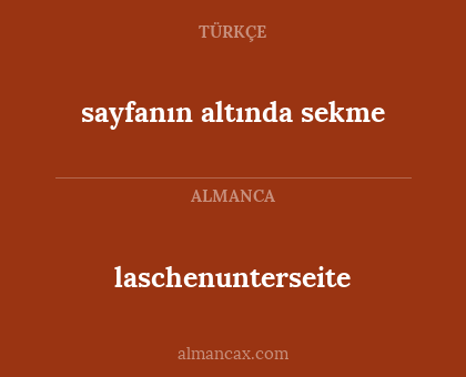 sayfanın altında sekme - laschenunterseite