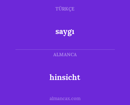 saygı - hinsicht