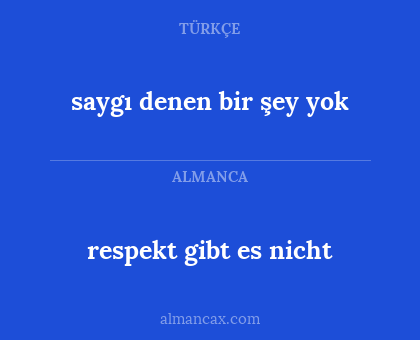 saygı denen bir şey yok - respekt gibt es nicht