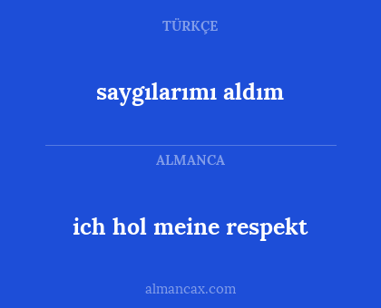 saygılarımı aldım - ich hol meine respekt