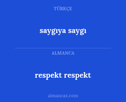 saygıya saygı - respekt respekt