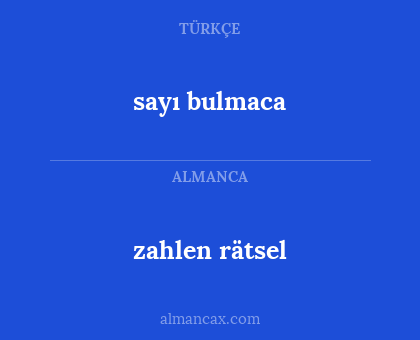 sayı bulmaca - zahlen rätsel