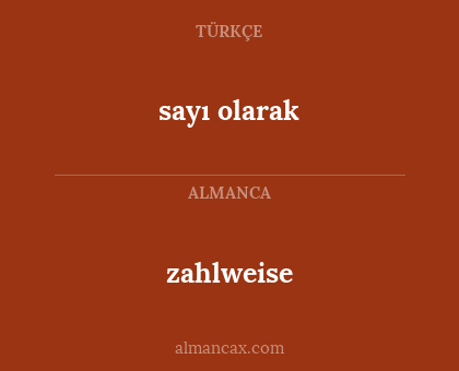 zahlweise - sayı olarak