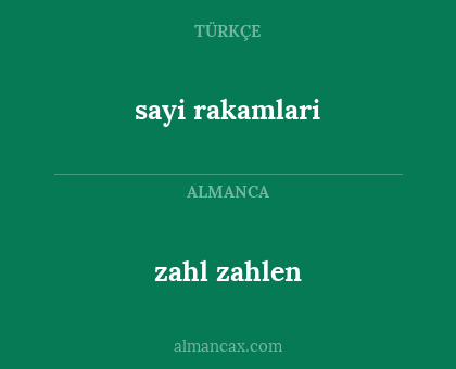 sayi rakamlari - zahl zahlen