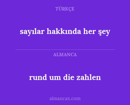 sayılar hakkında her şey - rund um die zahlen