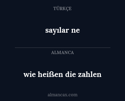 sayılar ne - wie heißen die zahlen