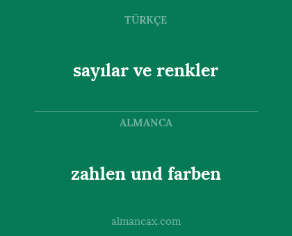 sayılar ve renkler - zahlen und farben