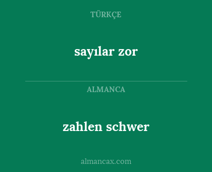 sayılar zor - zahlen schwer