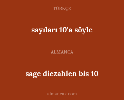 sayıları 10'a söyle - sage diezahlen bis 10