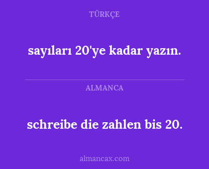 sayıları 20'ye kadar yazın. - schreibe die zahlen bis 20.