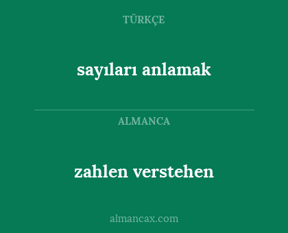 zahlen verstehen - sayıları anlamak