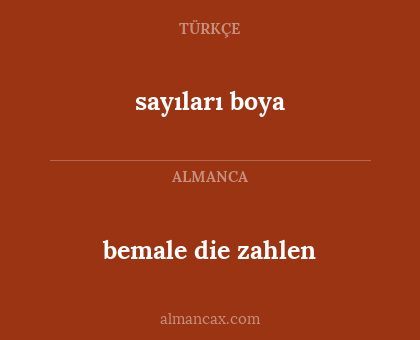 bemale die zahlen - sayıları boya