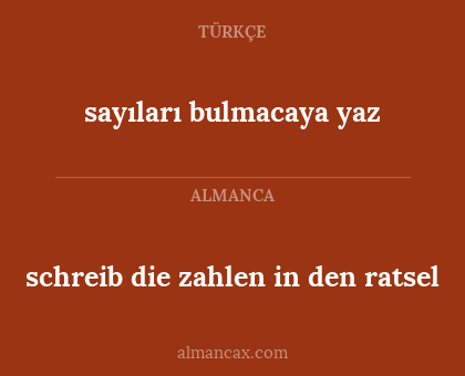 sayıları bulmacaya yaz - schreib die zahlen in den ratsel