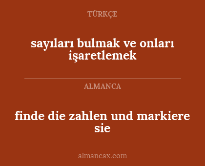 sayıları bulmak ve onları işaretlemek - finde die zahlen und markiere sie