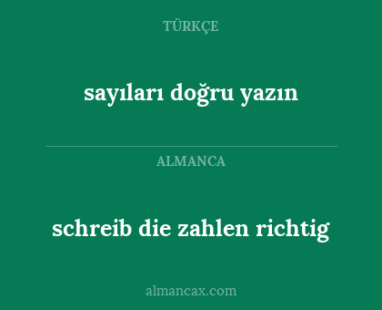 sayıları doğru yazın - schreib die zahlen richtig